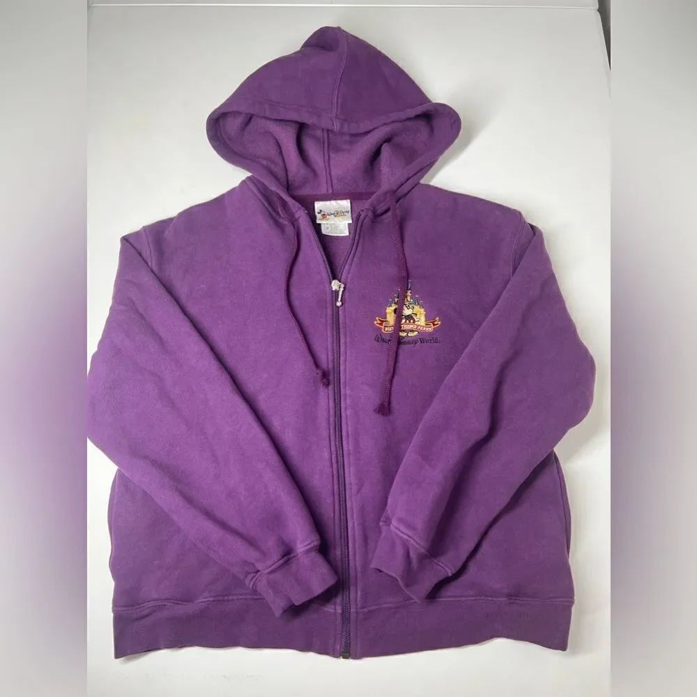 Disney World Hoodies Size M Purple Long Sleeve Pockets Casual Full zip Mickey